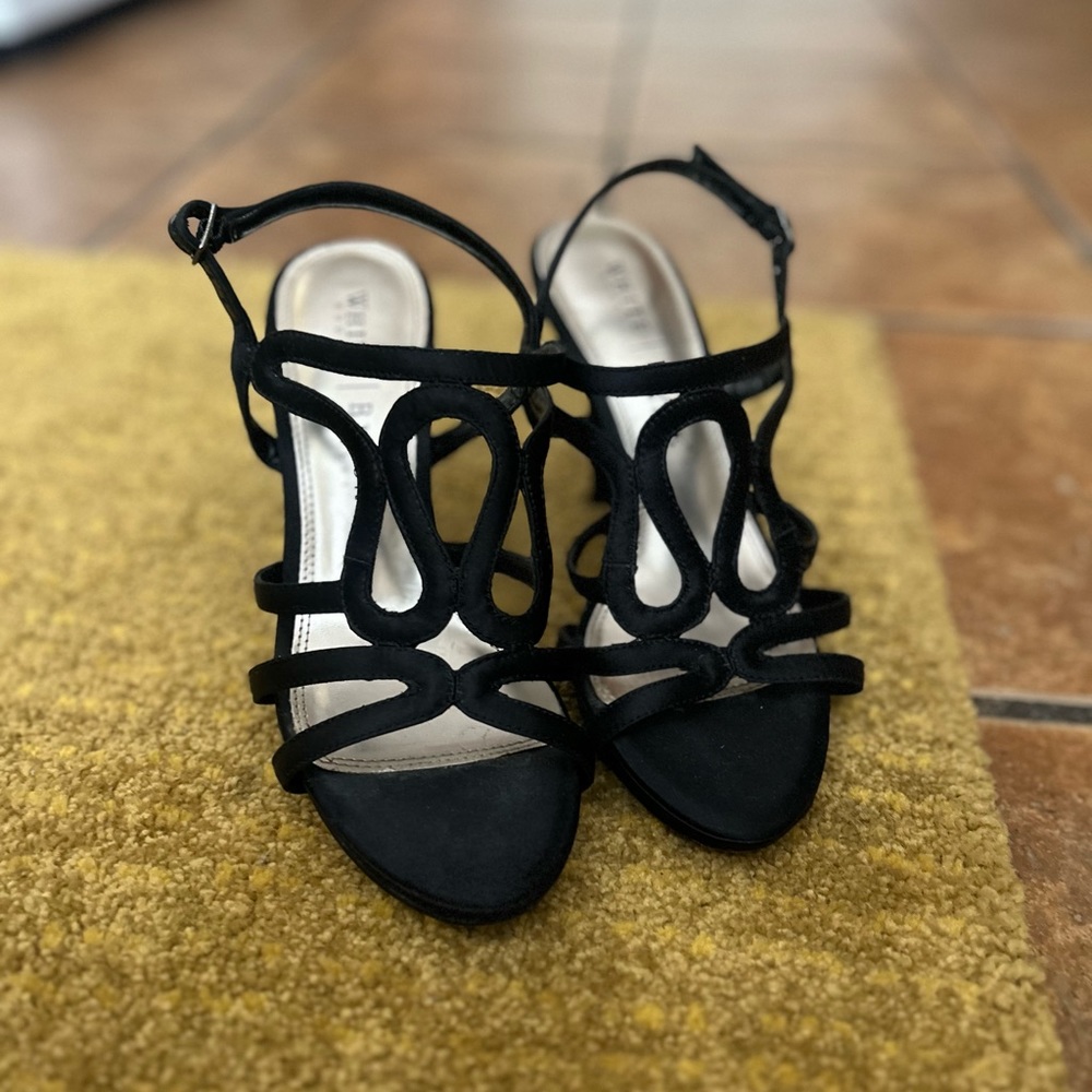 White House Black Market Black Strappy Heels